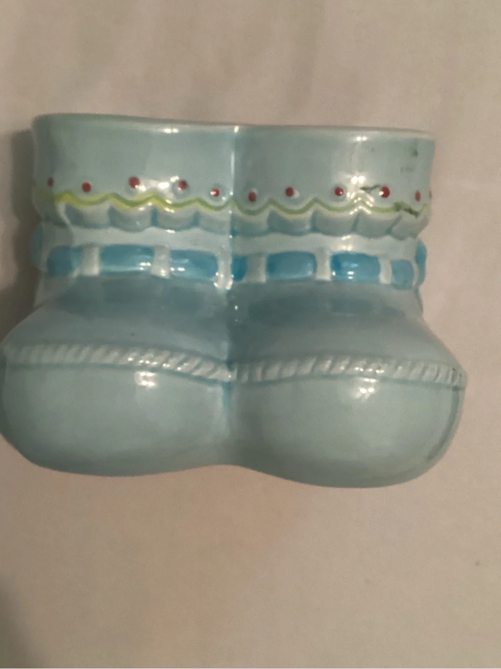 Napco Vintage Blue Booties Ceramic Floral Nursery Gift Planter